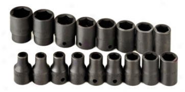 17 Piece 1/2'' Drive 6 Point Support Metric Impact Socket Set