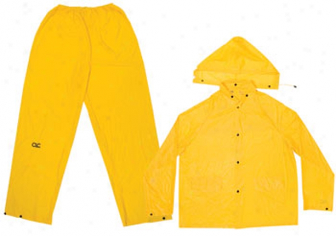 3 Piece Yellow .20mm Pvc Rain Suit - Large