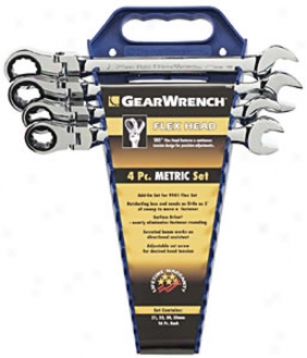 4 Pc. Flex Head Ratcheting Wrench Completer Set Fractional