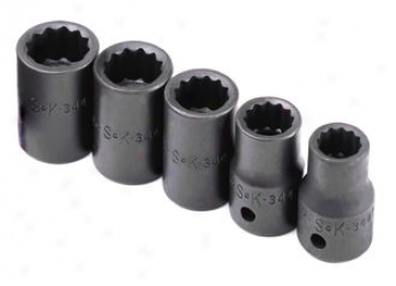 5 Piece 1/2'' Driev 12 Point Ensign Fractional Impact Socket Set