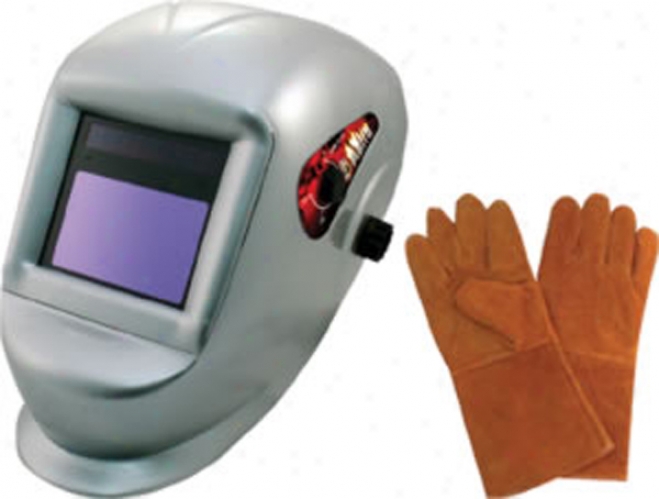 Astro Pneumatic Deluxe Solar Auto-darkening Welding Helmet & Leather Welding Gloves