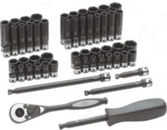 Grey Pneumatic 53 Pc.1/4'' Dr. 6 Point Stndard And Deep Length Duo-socket Value