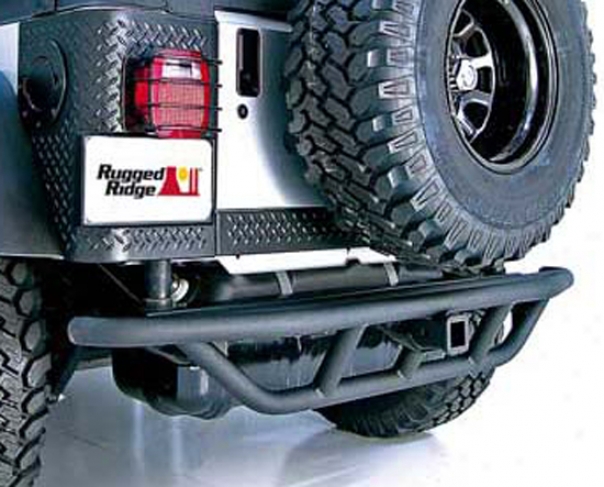 Jeep Wrangler & Unlimited Black Textured Rear Bumper With Hitch