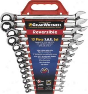 K-d 13pc. Fractional Gearwrendh Reversible Combination Ratcheting Wrench Set