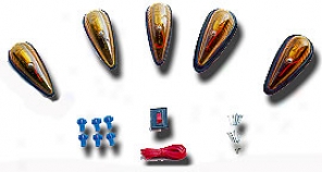 Pacer Teardrop Style Amber Five Cab Roof Running Lights Kit