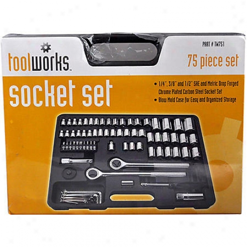 Toolworks 75-plece Sae And Metric Steel Socket Set - Tw751