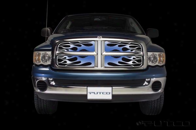 04-05 Ram 1500 Putco Flaming Inferno Stainless Steel Grilles - Blue (painted)